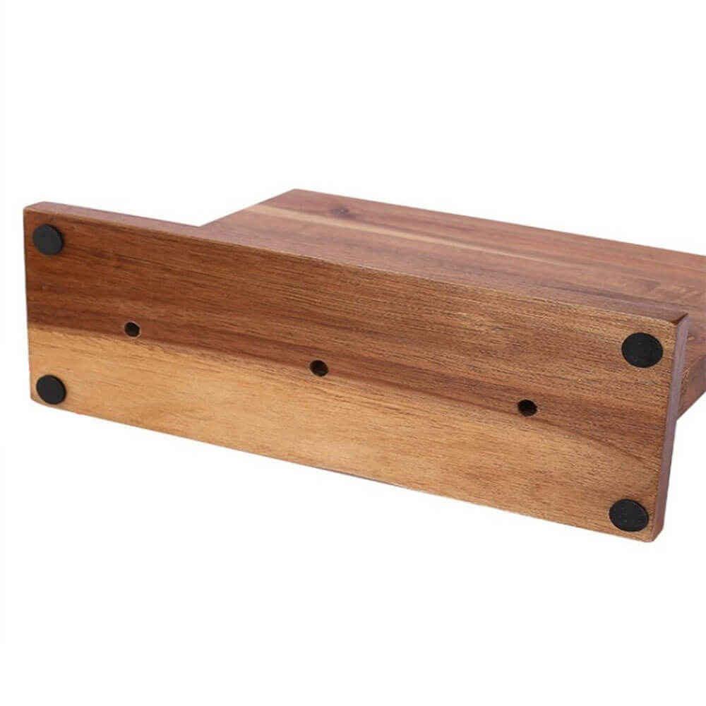 Best magnetic knife block bottom view showing non-slip pads and solid wooden base for stability and secure kitchen knife storage.