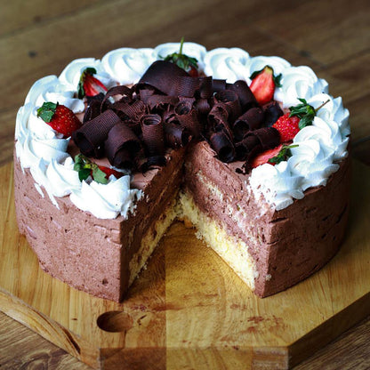 chocolate cake with strawberry filling