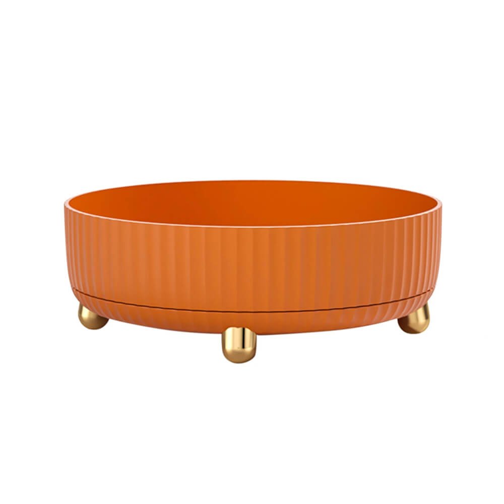 Lazy susan lazy susan in orange with gold legs, perfect for kitchen organization and easy rotating storage of spices or bottles.