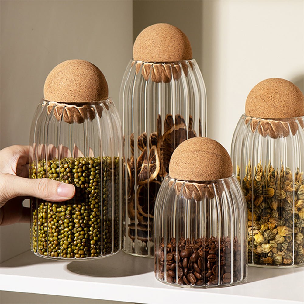 recycled glass jars with cork lids