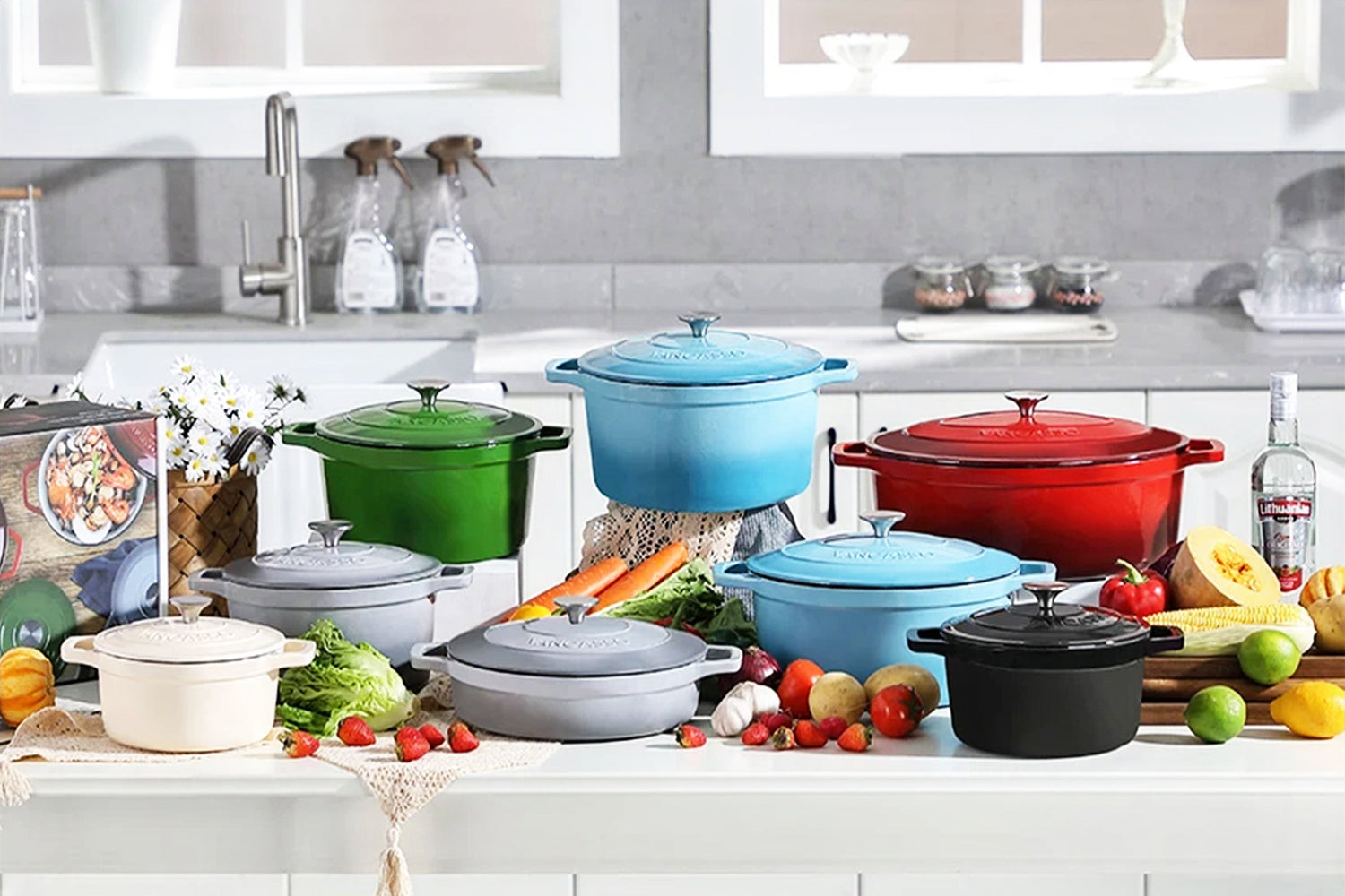 Set of stockpots showcasing the best cookware material, highlighting their durable construction and sleek design.