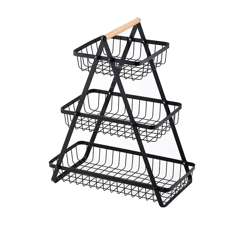 3-tier fruit basket with a sleek design, sturdy metal construction, and ample space for display.