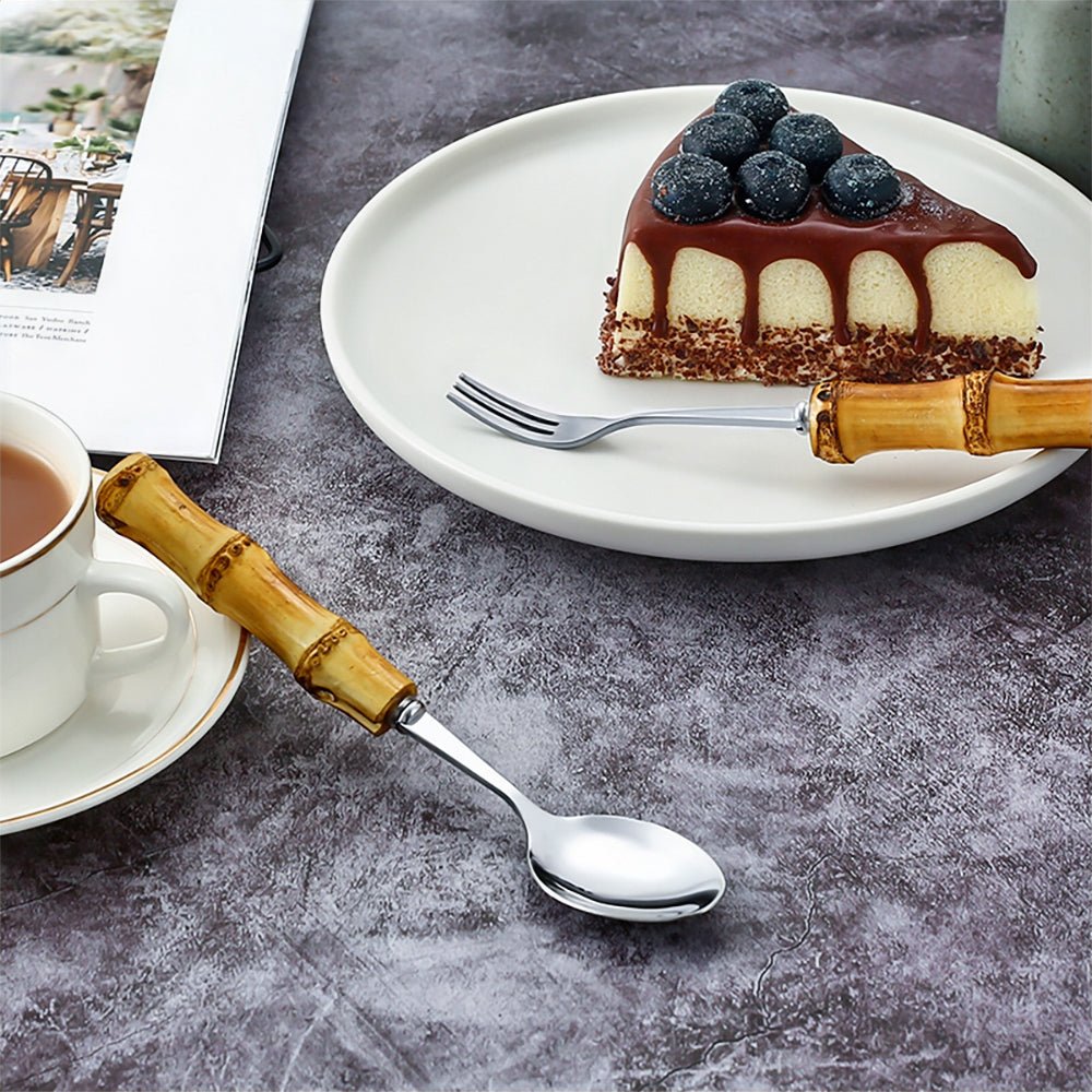 Bamboo stainless flatware, featuring a spoon.