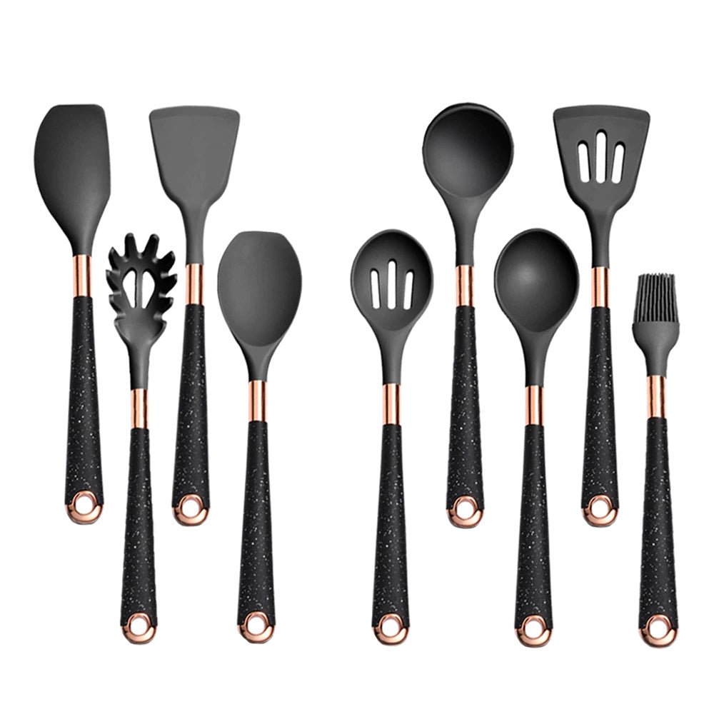 Best cooking utensils for non stick pans in black color, featuring sleek and durable designs.