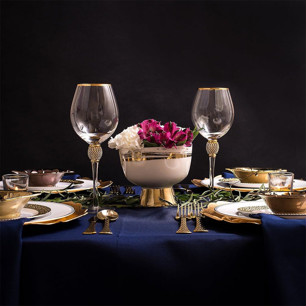 The best outdoor wine glasses on a fully set dining table, perfect for elegant gatherings.