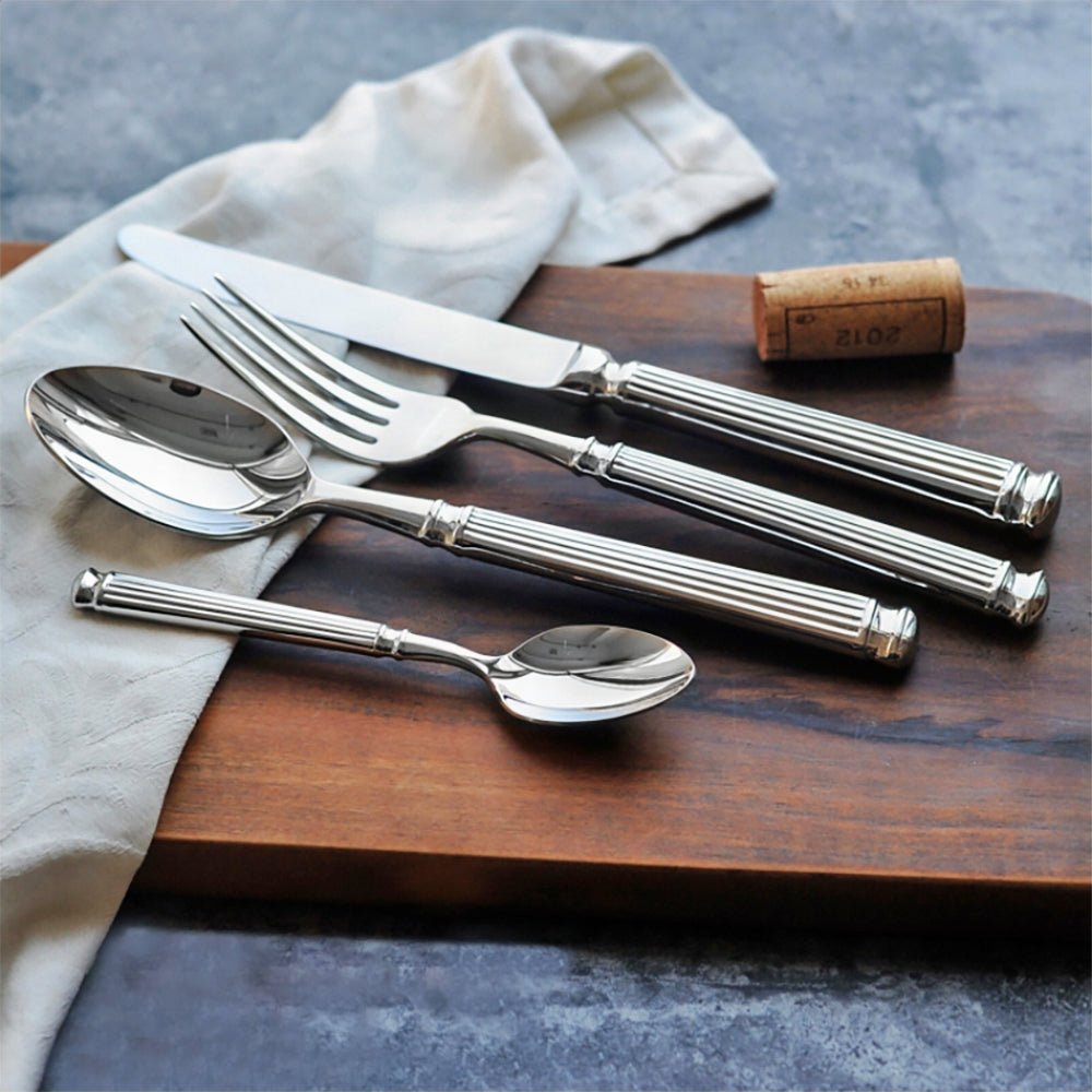 Best silverware sets including dinner fork, knife, soup spoon, and teaspoon for refined dining.