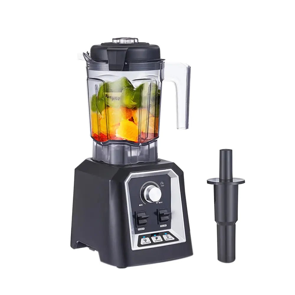 Biolomix blender with a container of green and orange liquid on a white background.