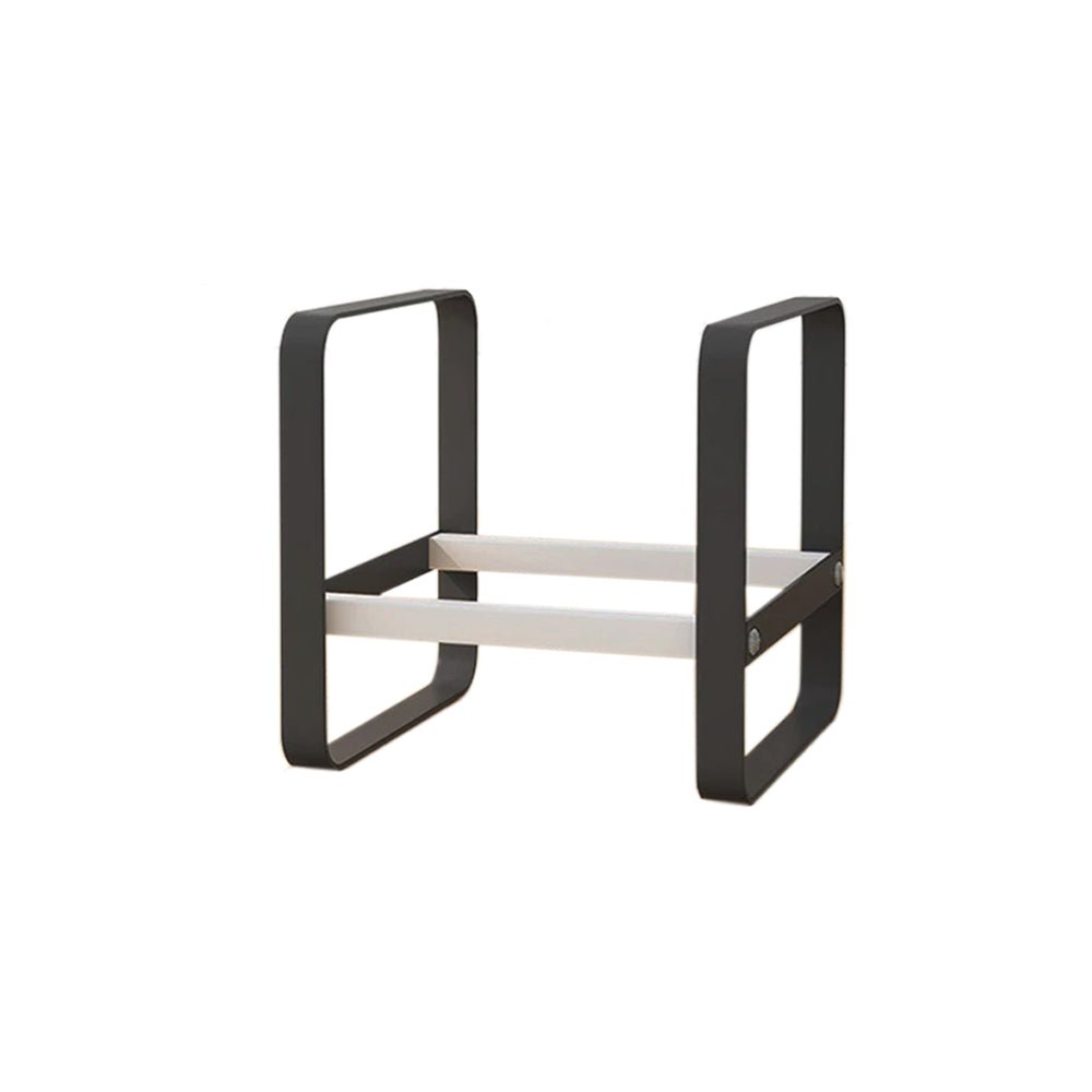 A cabinet dish storage rack in gray carbon steel is ideal for organizing plates, bowls, and kitchen items.