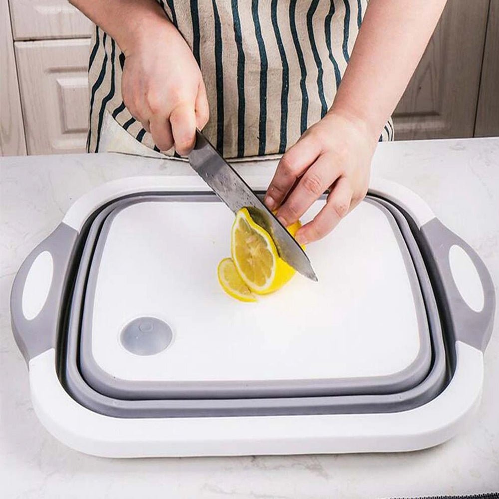 collapsible cutting board with colander