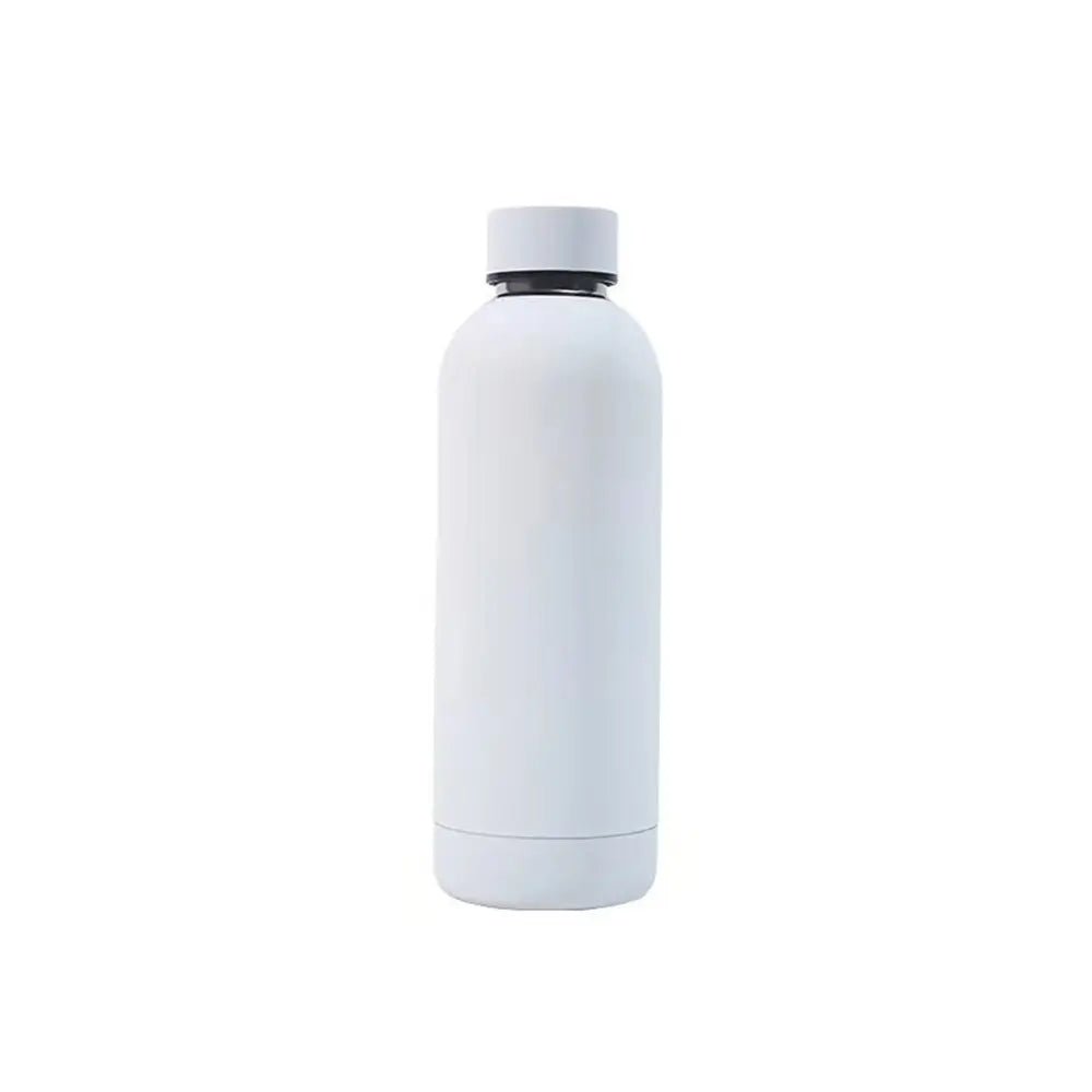 White water bottle with black cap on a white background.