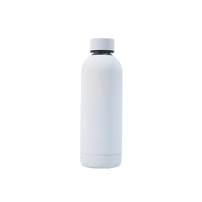 White water bottle with black cap on a white background.