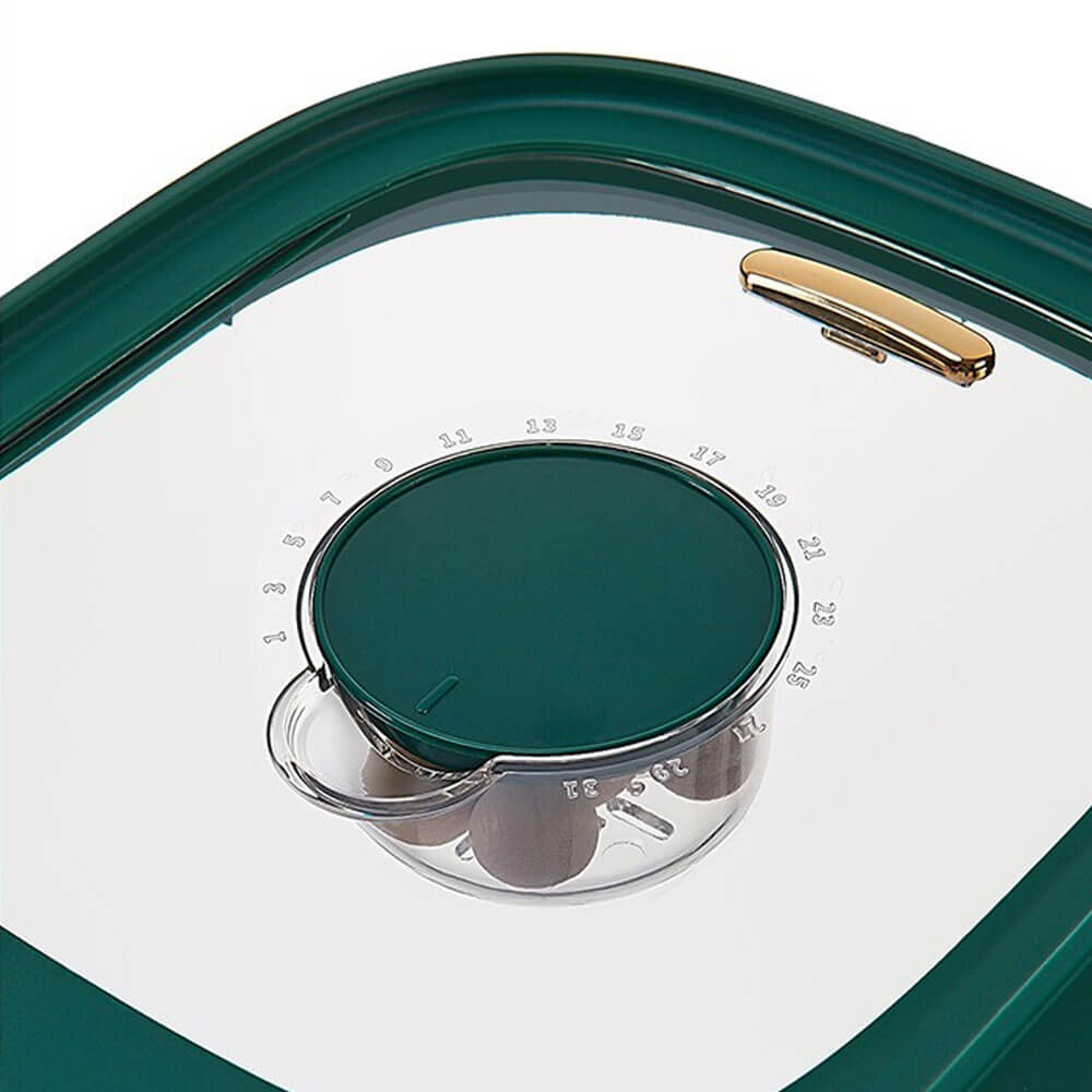 Lid of a food storage container with airtight seal and built-in date tracker for freshness control.