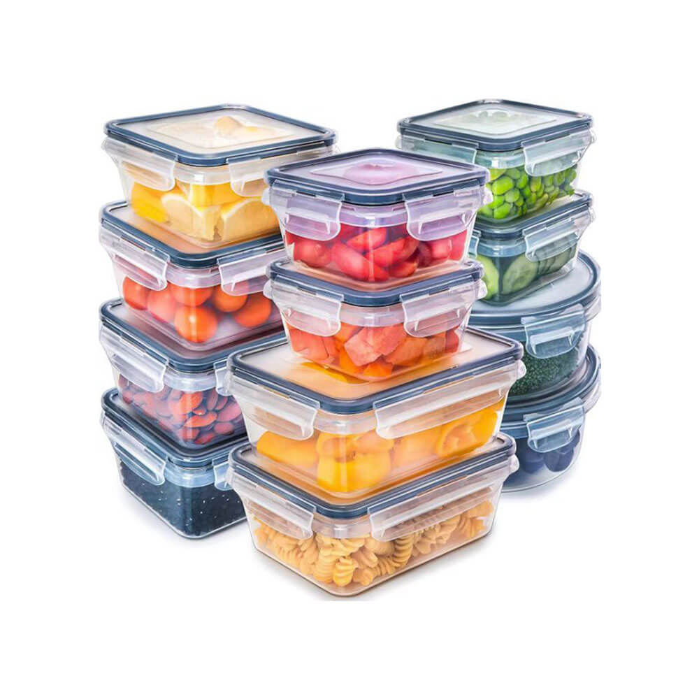 Fresh fruits and snacks displayed in an airtight food storage container set, perfect for outdoor picnics and organized food storage.