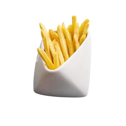 Ceramic French fries bowl filled with crispy, golden fries showcasing a modern design and playful style.