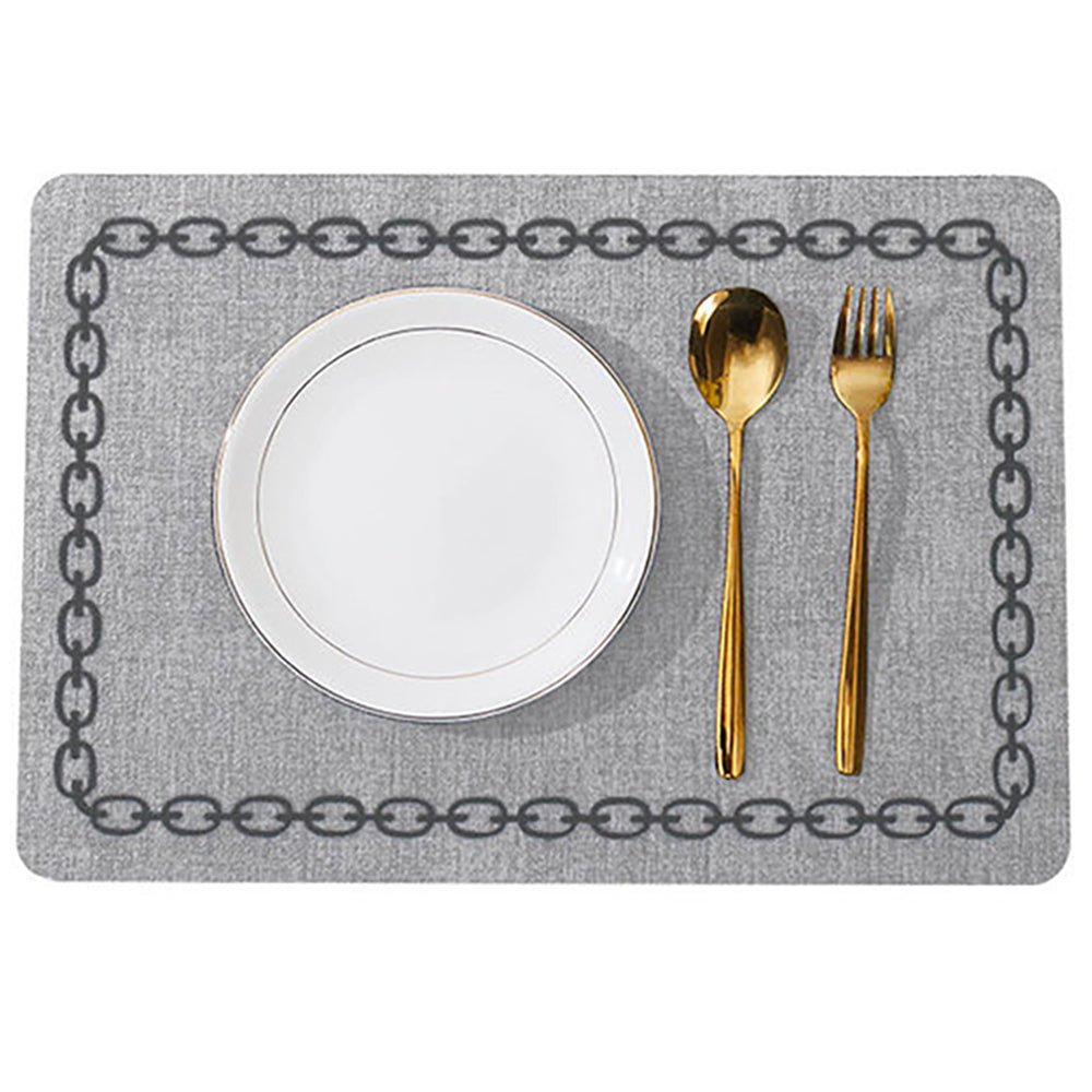 grey leather placemats and coasters