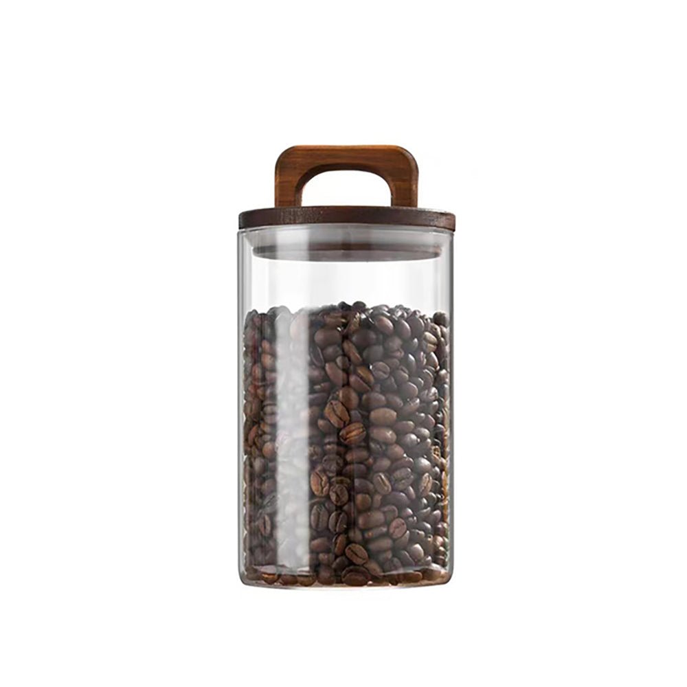 Ground coffee canister with airtight seal for preserving freshness and aroma.