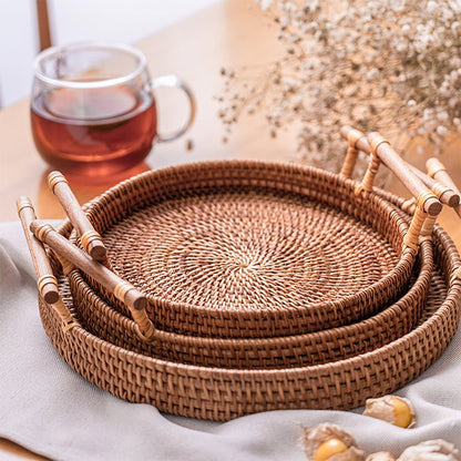 large rattan serving tray