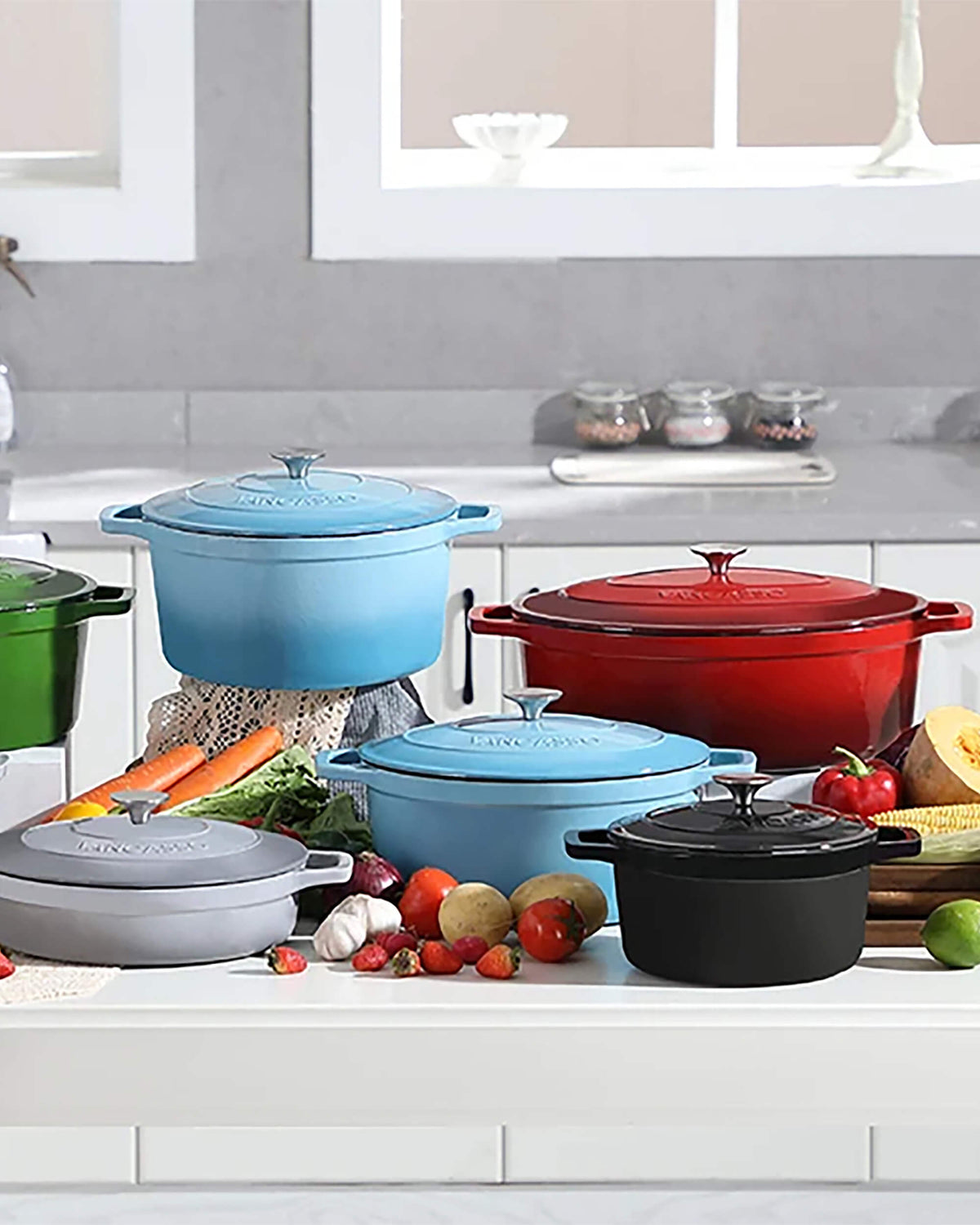 Made-In Cookware set including a versatile stockpot and fry pans, crafted with premium materials for exceptional durability and performance in the kitchen.