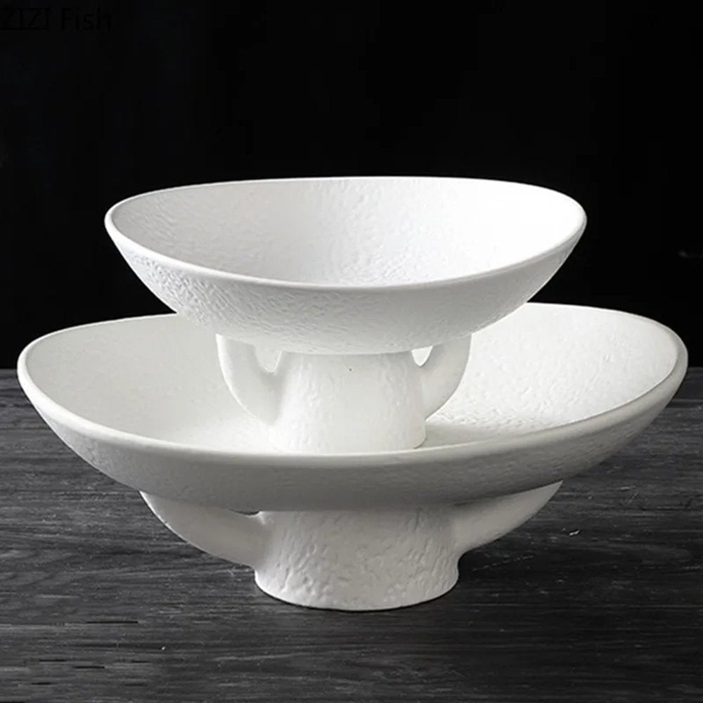 Elegant white modern fruit bowls, handcrafted with a sleek design for a refined touch.