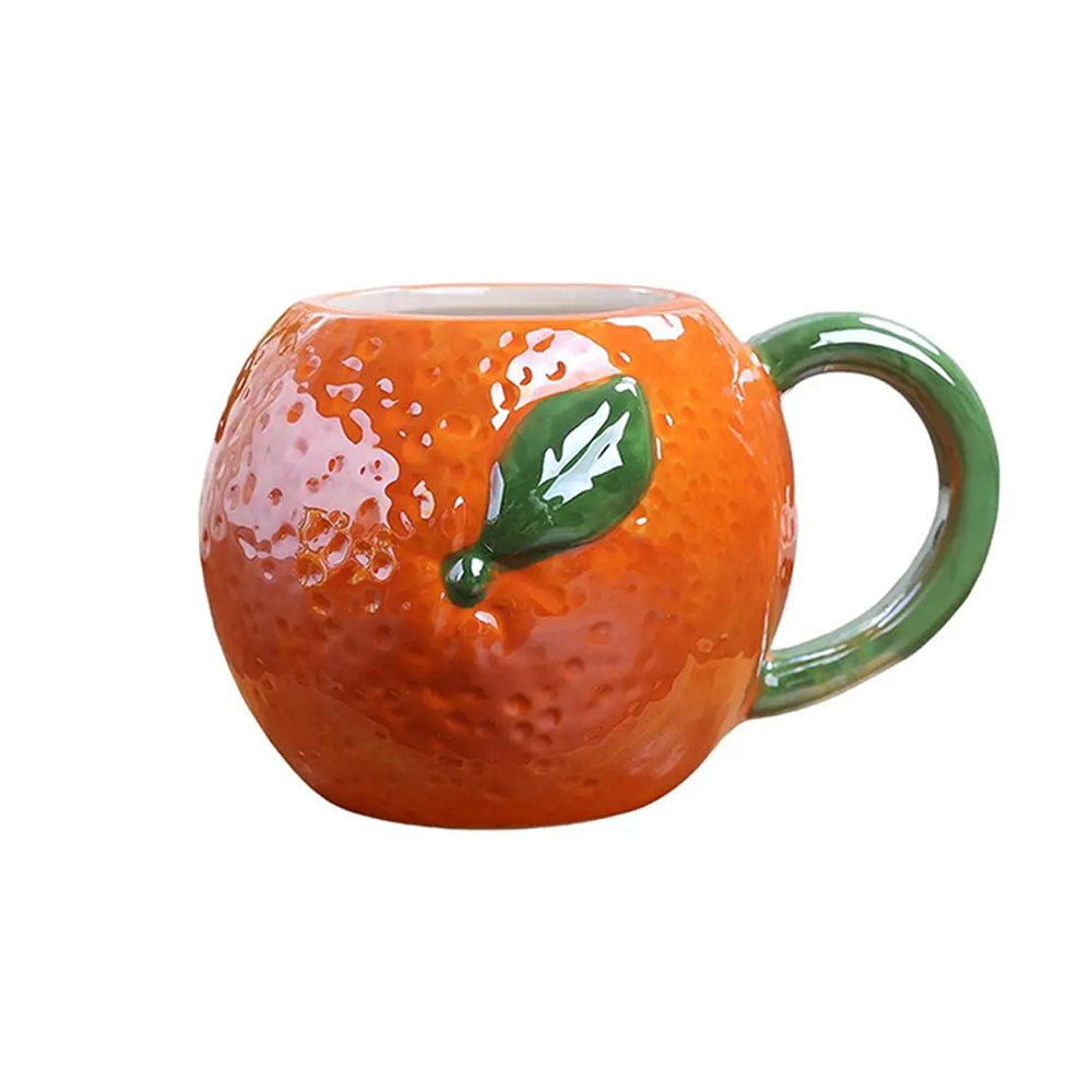 An orange fruit mug with a detailed, lifelike design and ergonomic handle, made from premium ceramic.