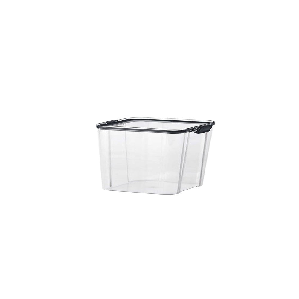 Plastic canister for flour on a white background, ideal for kitchen organization.