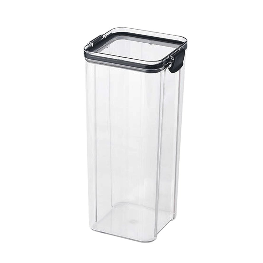 Large plastic food storage canister on white background, ideal for organizing kitchen essentials.