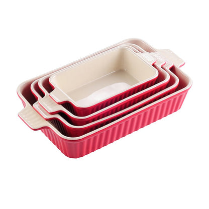 Set of 4 pink rectangular bakers, stylish and perfect for baking and serving your favorite dishes.