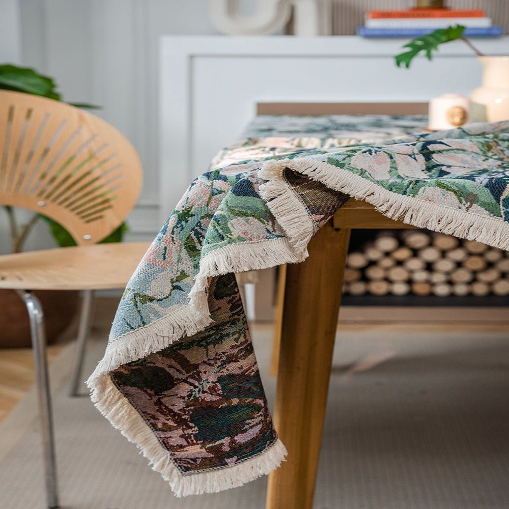 square blue tablecloths