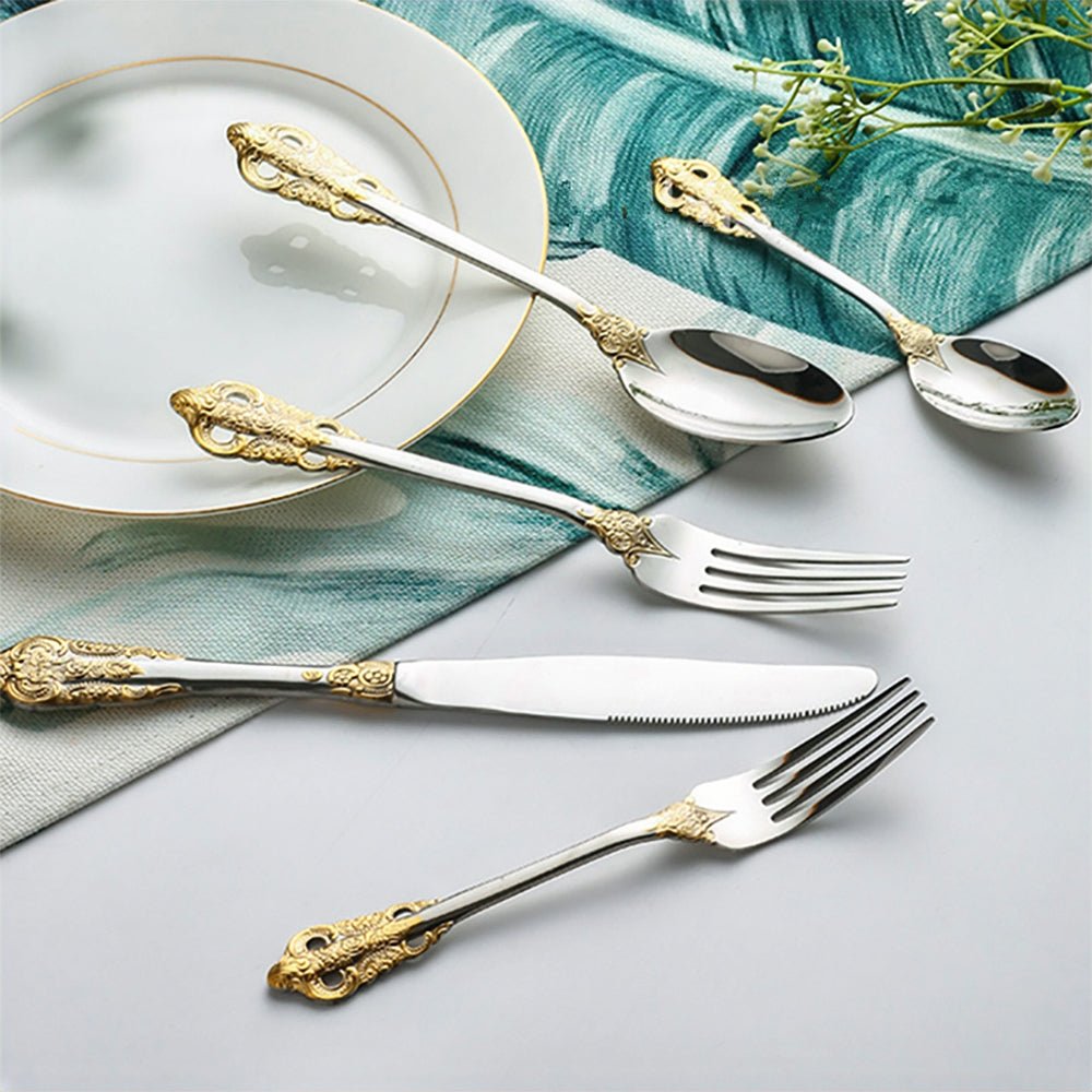 Stainless steel flatware sets crafted from premium materials, featuring an elegant design and mirror finish.