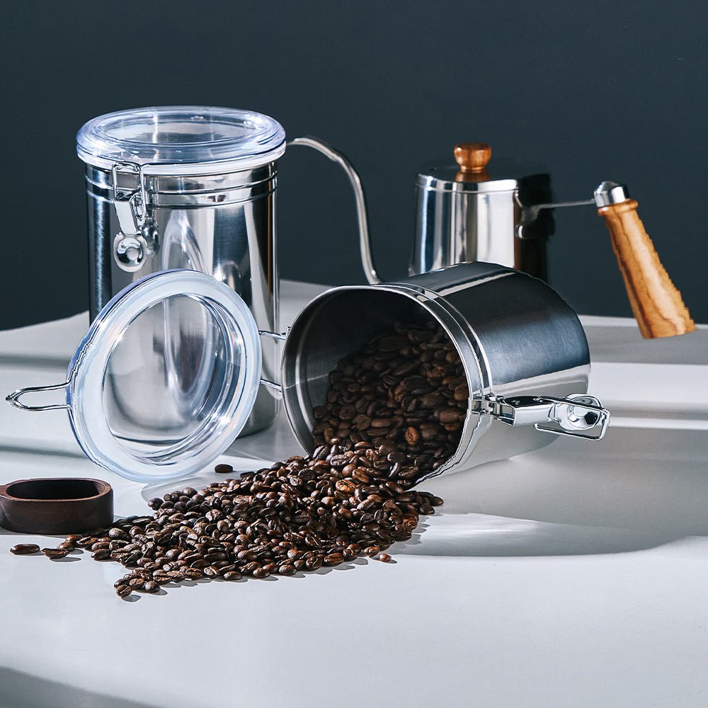 stainless steel tea and coffee canisters