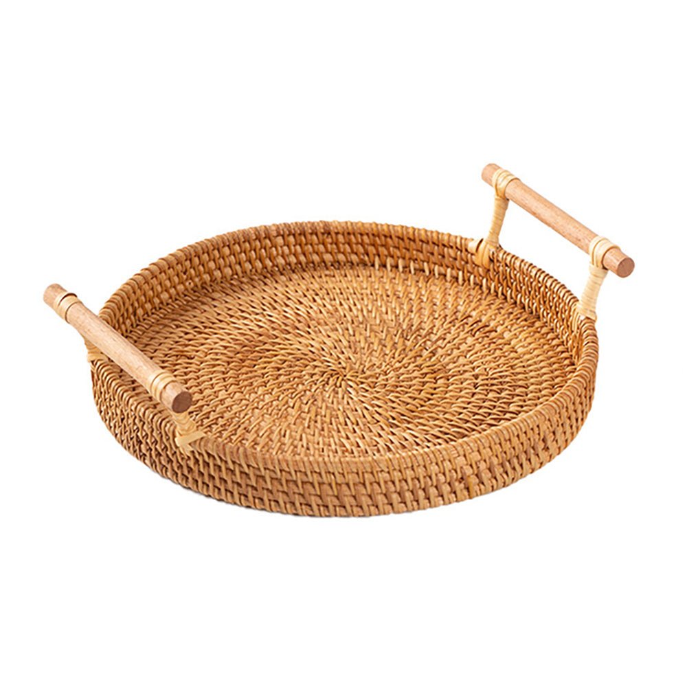 vintage rattan serving tray